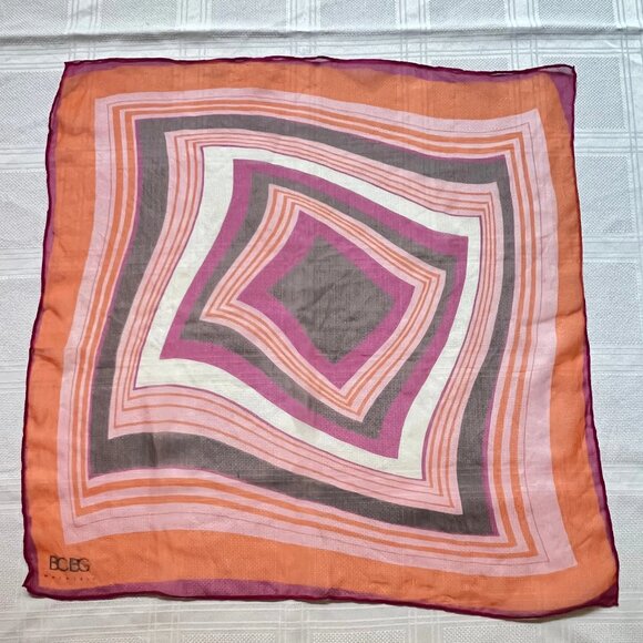 1990's BCBG silk chiffon square scarf - Picture 2 of 2